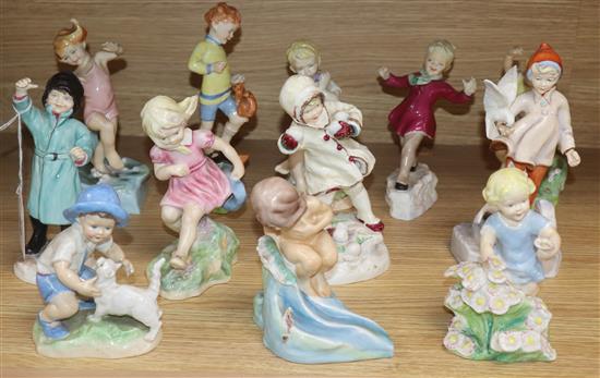 A set of twelve Royal Worcester figures of the Months, modelled by F.G. Doughty, tallest 19cm